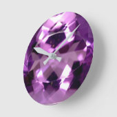 Horloge Ronde Jeu Amethyst violet brillant Février pierre natale (Angle)