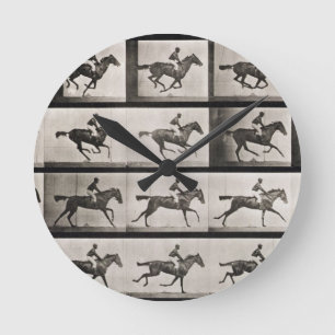 Horloge Ronde Jockey sur un cheval galopant, plaque 627 de 'Anim