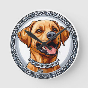Horloge Ronde Joli chien labrador jaune