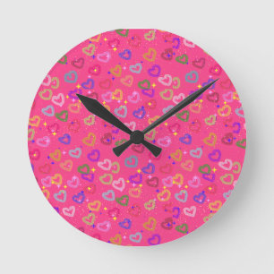 Horloge Ronde Joli cœur coloré