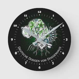Horloge Ronde Joli dogge avec inscription individuelle