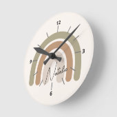 Horloge Ronde Joli écriture monogrammée pastel arc-en-ciel fille (Angle)