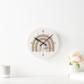 Horloge Ronde Joli écriture monogrammée pastel arc-en-ciel fille (Maison)