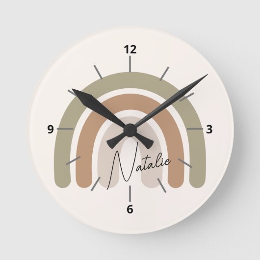 Horloge Ronde Joli écriture monogrammée pastel arc-en-ciel fille (Recto)