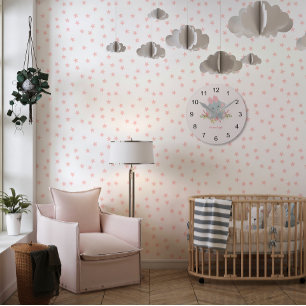 Horloge Ronde Joli éléphant bébé fille Monogramme