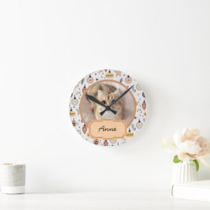 Horloge Ronde joli jour férié de noël simple Custom cat Photo
