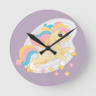 Horloge Ronde Joli licorne jaune
