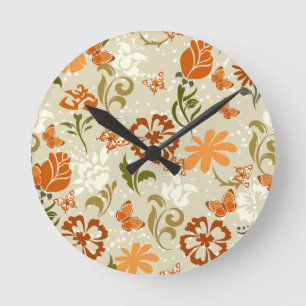 Horloge Ronde Joli modèle floral moderne