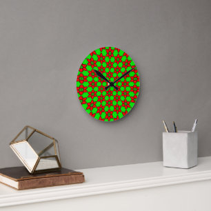Horloge Ronde Joli Motif de fleurs Abstraites