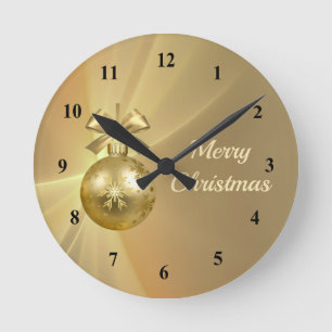 Horloge Ronde Joli or brillant Noël Bauble Graphisme