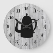 Horloge Ronde joli pot à café de campagne en lettrage  Grande Ho (Recto)