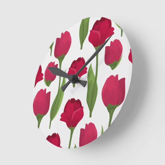 Horloge Ronde Joli rouge et rose Rose botanique Floral (Angle)