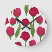 Horloge Ronde Joli rouge et rose Rose botanique Floral (Recto)