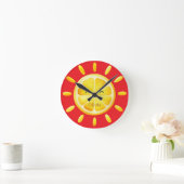 Horloge Ronde Joli Soleil Citron et Rayons de Soleil (Maison)