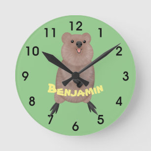Horloge Ronde Joli sourire mignon dessin animé quokka