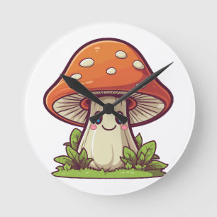 Horloge Ronde Joli style kawaii, Cueillette de champignons