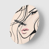 Horloge Ronde Joli visage féminin rose vif (Angle)
