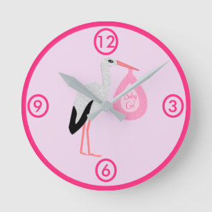 Horloge Ronde Jolie fille rose Bébé Fleur de la Nursery