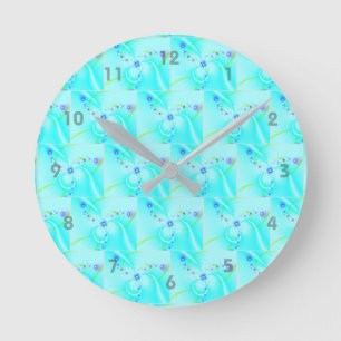 Horloge Ronde Jolie Fleur Bleue