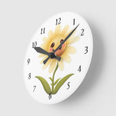 Horloge Ronde Jolie Fleur Jaune (Angle)