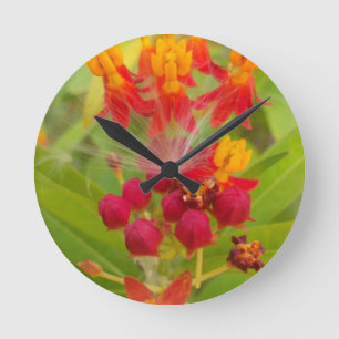 Horloge Ronde Jolie impression artistique florale colorée avec a