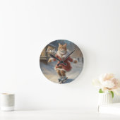 Horloge Ronde Jolie Noël Patinage de chat Jouer (Maison)