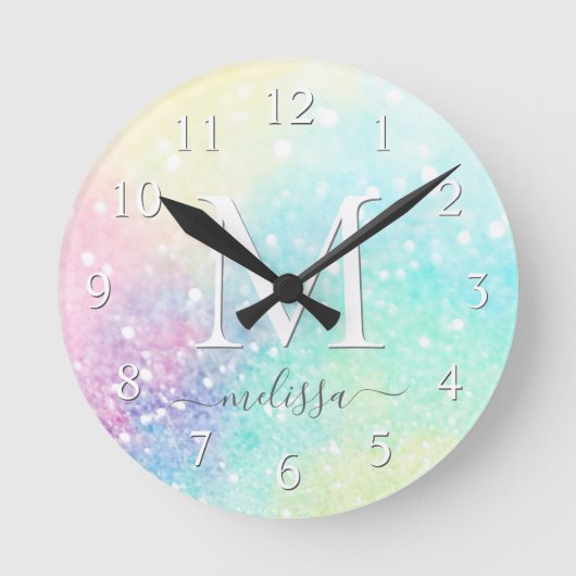 Horloge Ronde Jolie Parties scintillant Holographique Iridescent (Recto)