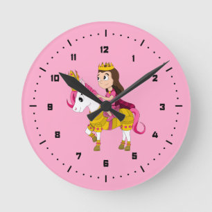 Horloge Ronde Jolie princesse caricaturale
