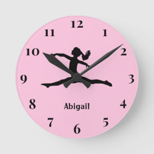 Horloge Ronde Jolie Silhouette Gymnaste Personnalisée Grande Ho