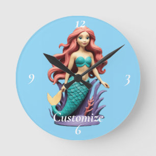 Horloge Ronde Jolie sirène rousse Thunder_Cove