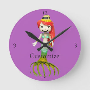 Horloge Ronde Jolie sorcière de sirène Déplaisante Thunder_Cove