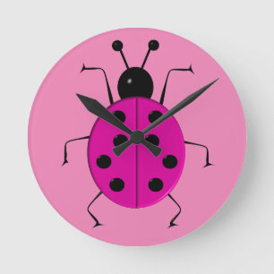Horloge Ronde Jolies coccinelles colorées, porte-bonheur