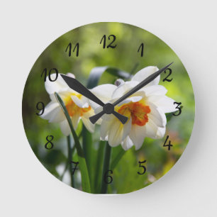 Horloge Ronde Jolies jonquilles délicates print