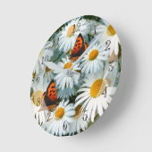 Horloge Ronde Jolies marguerites blanches (Angle)