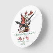 Horloge Ronde Jolis gnomes sapin Notre premier Noël  (Angle)
