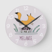 Horloge Ronde Jote Fox Illustration Enfants Personnalisés (Recto)