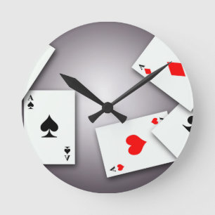 HORLOGE RONDE JOUER CARTES JEUX POKER BLACKJACK JOUER GOFIS