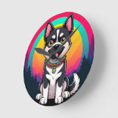 Horloge Ronde Jouer chien de dessin (Angle)