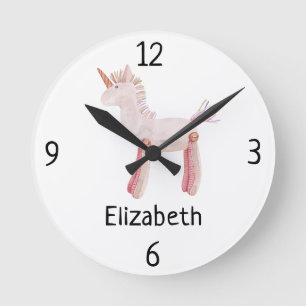 Horloge Ronde Jouet à cheval à la licorne vintage 8 pouces en cr