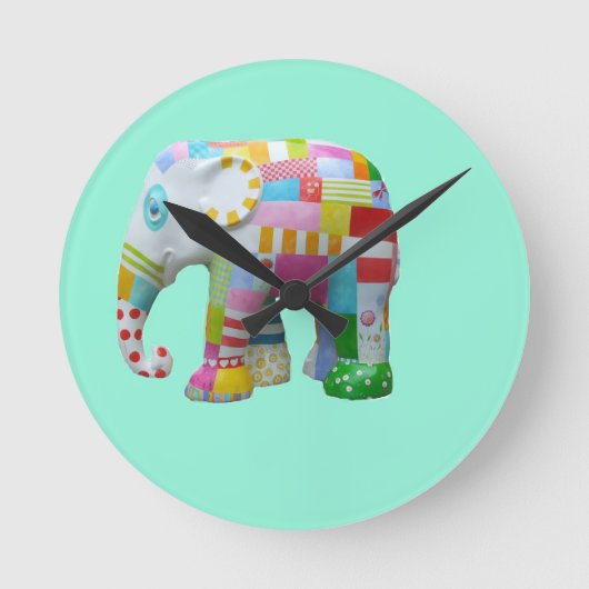 Horloge Ronde Jouet éléphant rétro mignon fantaisiste coloré (Recto)