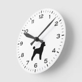 Horloge Ronde Jouet Poodle Silhouette Noir et Blanc (Angle)