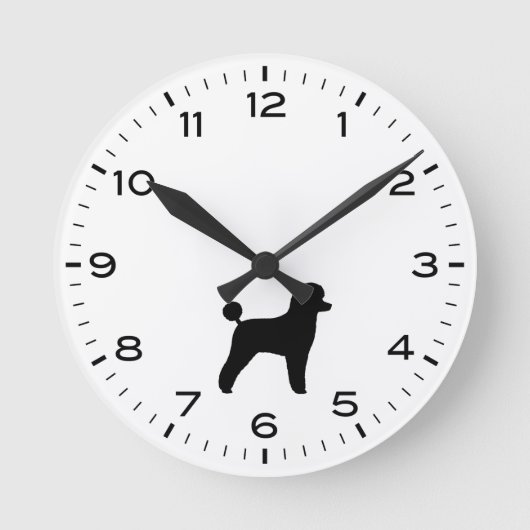 Horloge Ronde Jouet Poodle Silhouette Noir et Blanc (Recto)