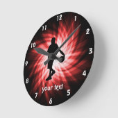 Horloge Ronde Joueur de basket ; Rouge (Angle)