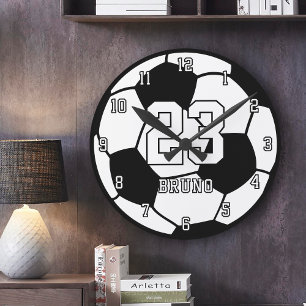Horloge Ronde Joueur de football Ballon de sport Nom & Numéro de