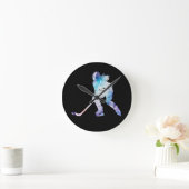 Horloge Ronde Joueur de hockey multilingue (Maison)