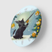 Horloge Ronde Joueur Noël Kitten (Angle)