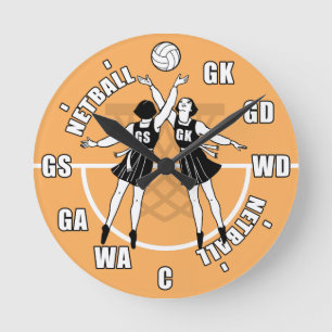 Horloge Ronde Joueurs de netball vintages