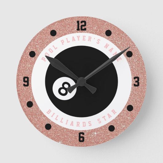 Horloge Ronde Joueuse de billard de Parties scintillant rose per (Recto)