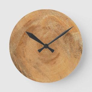 Horloge Ronde JOURNAL   anneaux de bois naturel