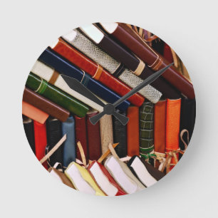 Horloge Ronde Journaux Liés par Cuir